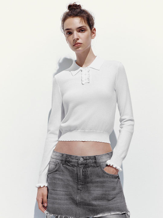 Camisetas de punto de manga larga tipo polo