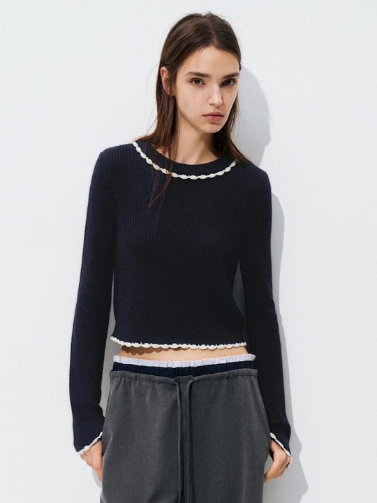 Scallop Hem Knitted T-Shirts