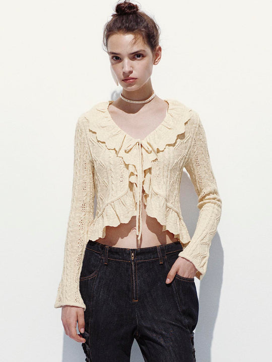 Cárdigans de volantes tejidos