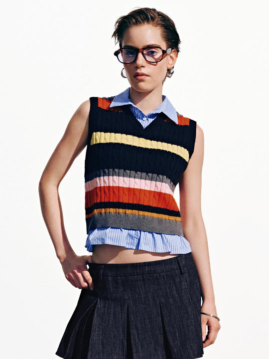 2 In 1 Sleeveless Knitted T-Shirts