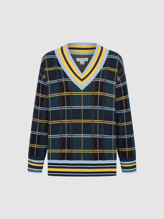 Check Long Sleeve Knitted T-Shirts