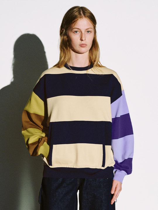 Contrast Striped Long Sleeve Knitted T-Shirts