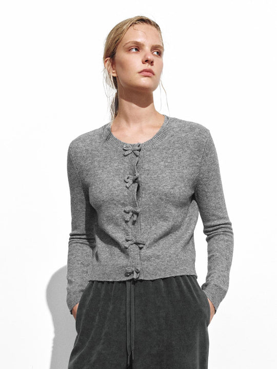 Bow Button Knitted Cardigans