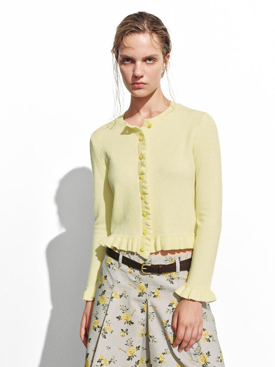 Ruffle Trim Knitted Cardigans