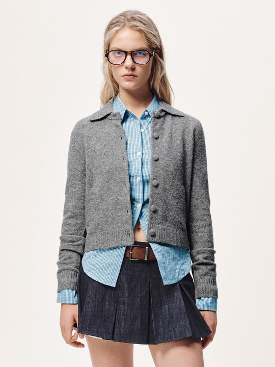 Collared Button Up Knitted Cardigans