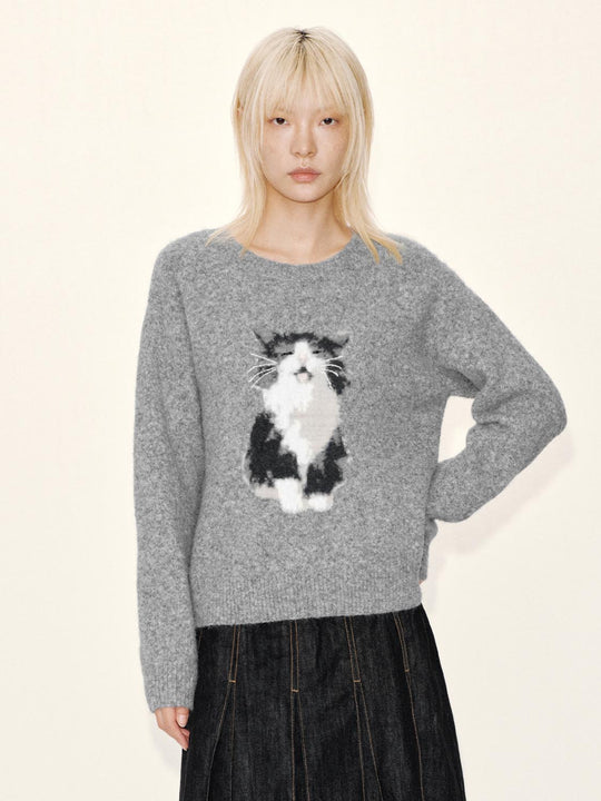 Intarsia Long Sleeve Knitted T-Shirts