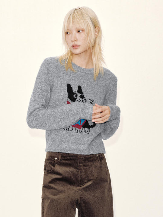 Intarsia Long Sleeve Knitted T-Shirts