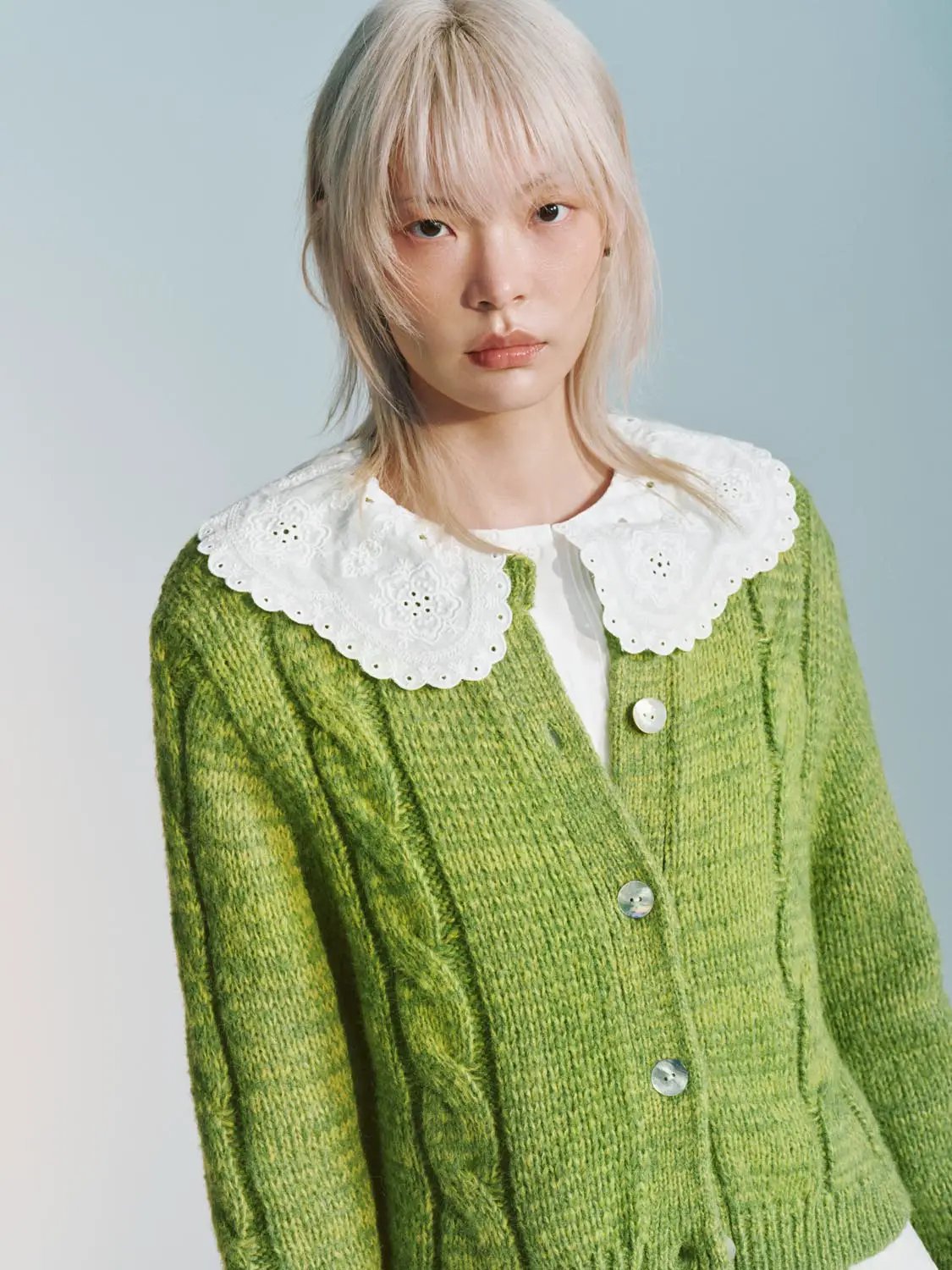 Crew Neck Cable Knitted Cardigans by Urban Revivo Fashion