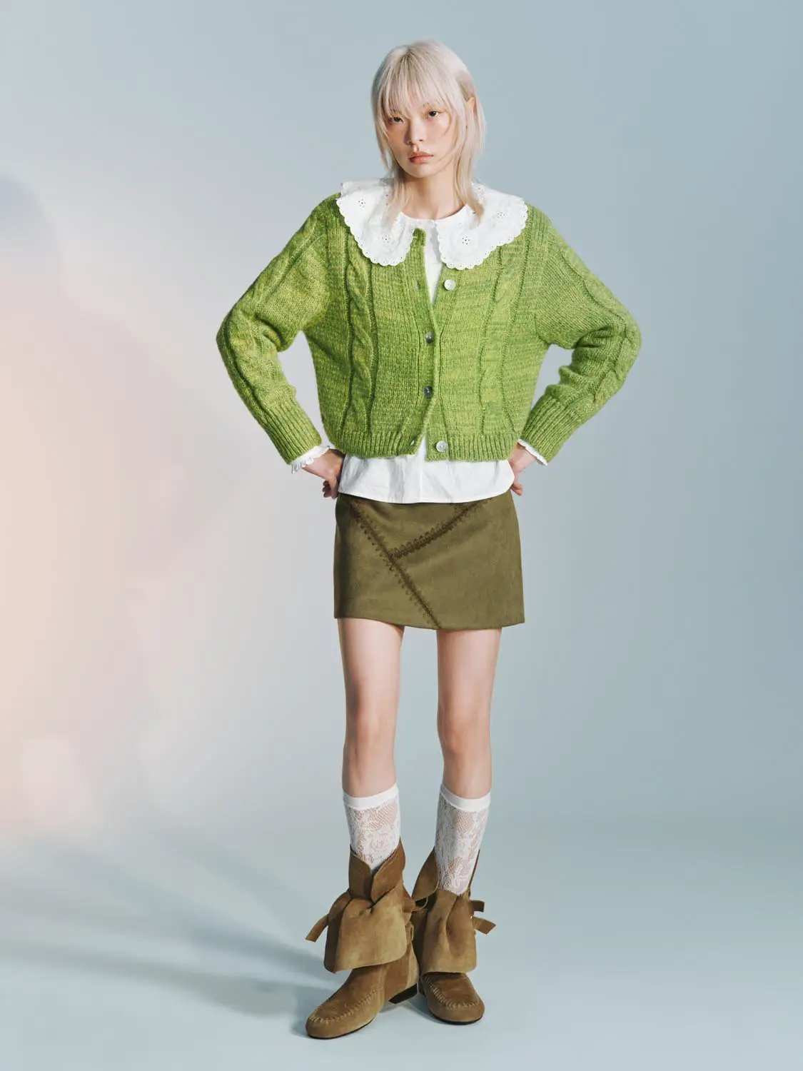 Crew Neck Cable Knitted Cardigans by Urban Revivo Fashion
