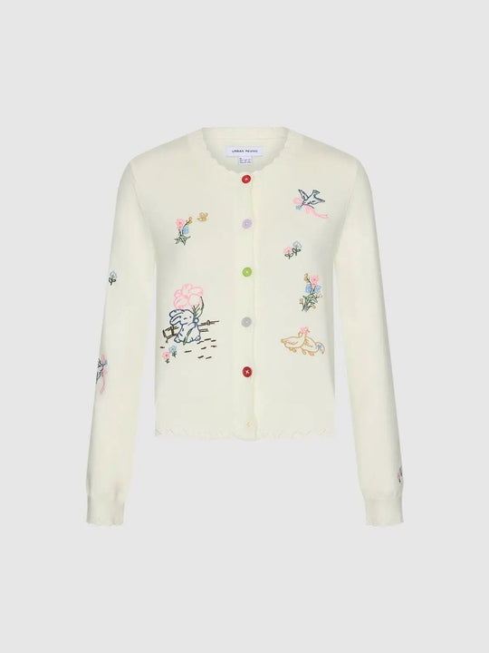 Embroidered Garden Motifs Cardigan