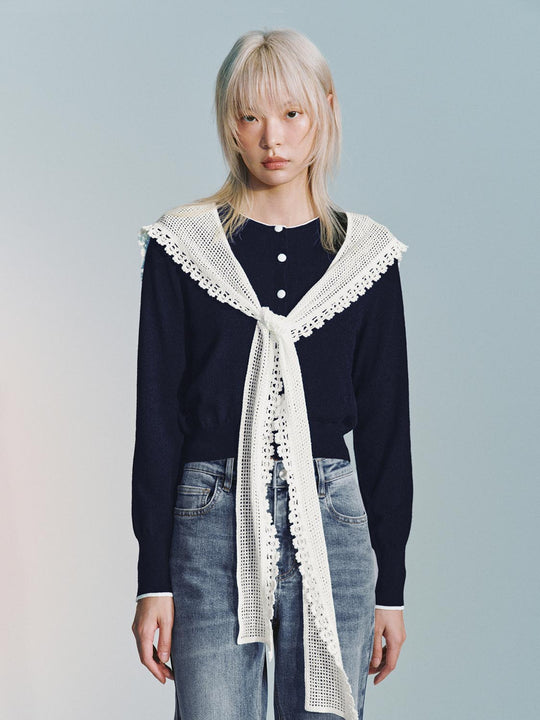 Scarf Detail Knitted Cardigans