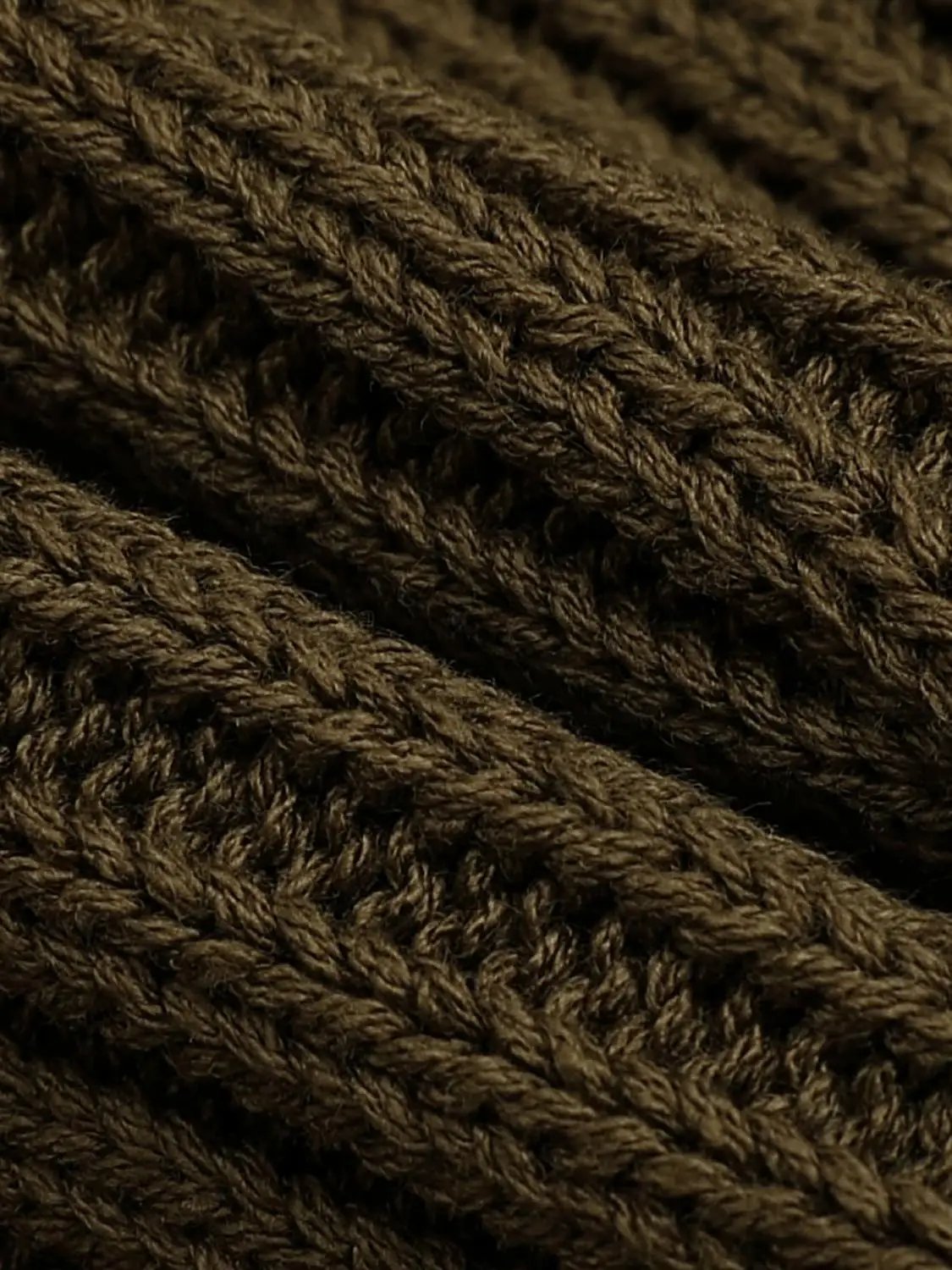 Knit Jacket close-up of brown chunky knit fabric with cozy texture