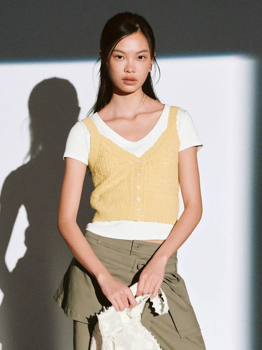 Strappy V-Neck Crochet Knitted Cardigans