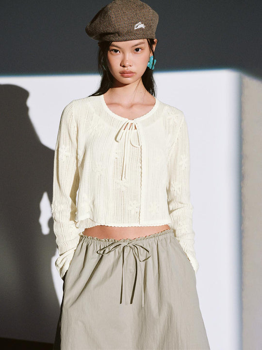 Floral Embroidered Open Knitted Cardigans