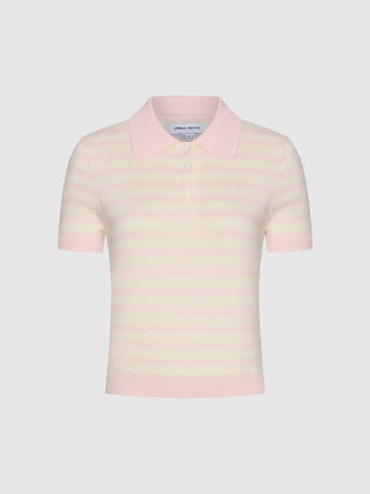 Striped Polo Neck Knitted T-Shirts