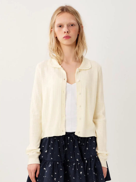 Ribbed Knit Button Front Medium Weight Cardigan