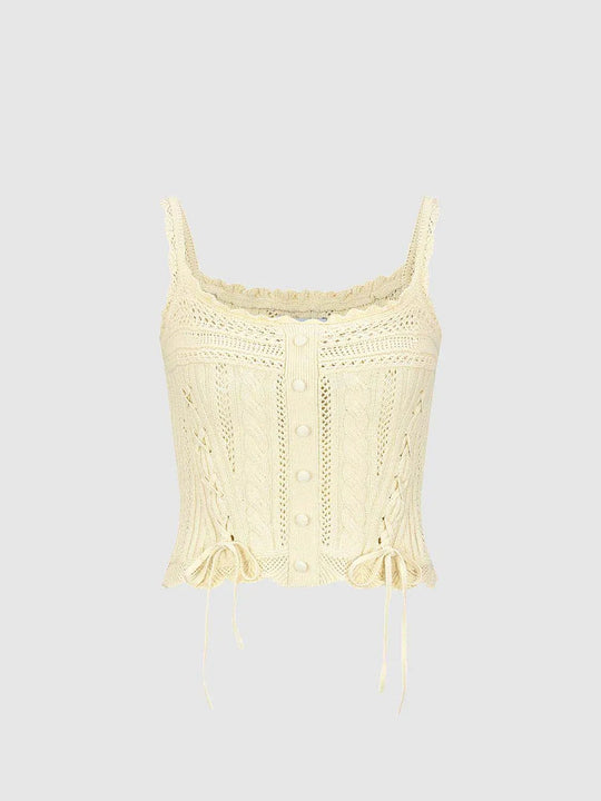Knit Fabric With Medium Stretch Cable Knit Tank Top