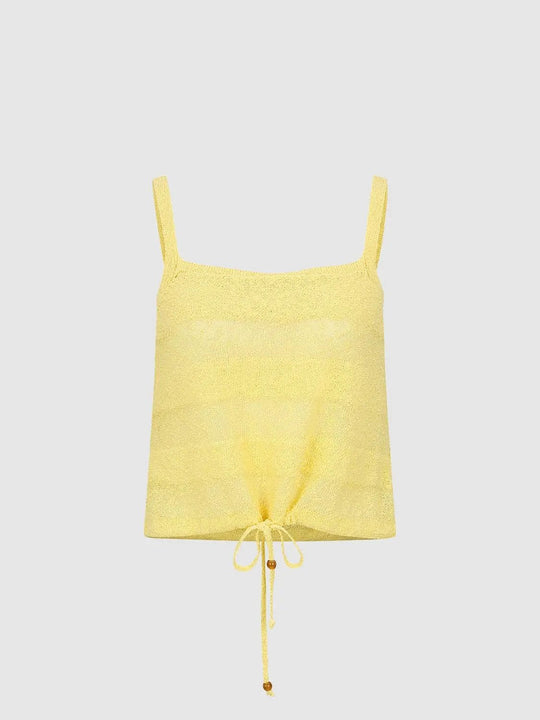 Knitted Tie Hem Cotton Blend Sleeveless Cami Top