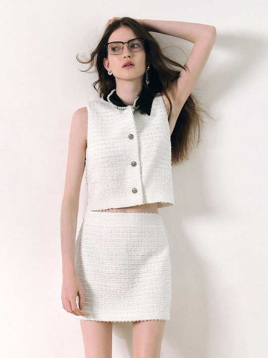 Chaleco de tweed de dos tonos