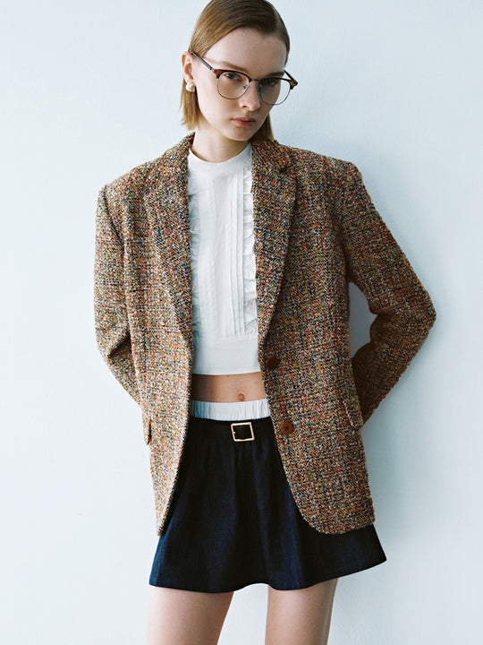 Blazers en tweed à col sur mesure