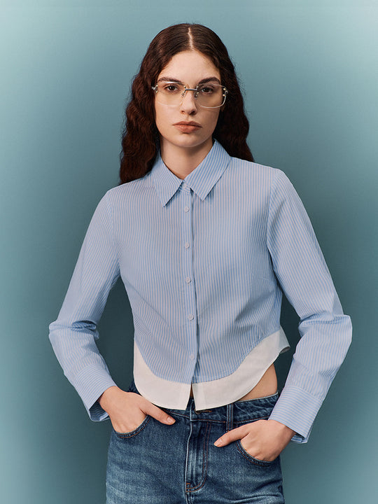 Chemises à manches longues cropped rayées