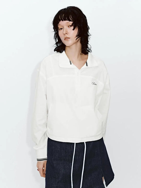 Mock Neck Drawstring Shirts