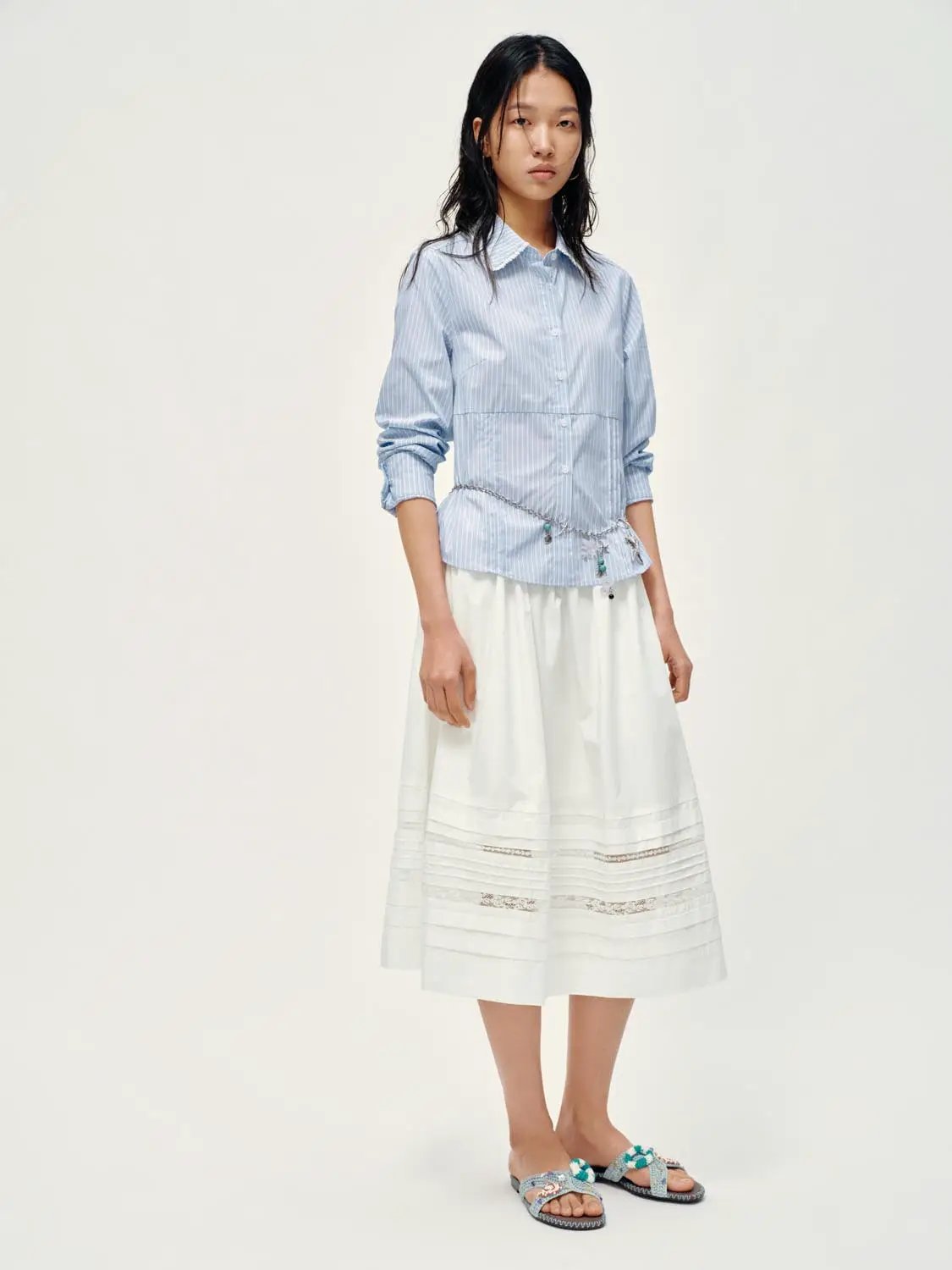 Ruffle Trim Striped Shirts by Urban Revivo Fashion