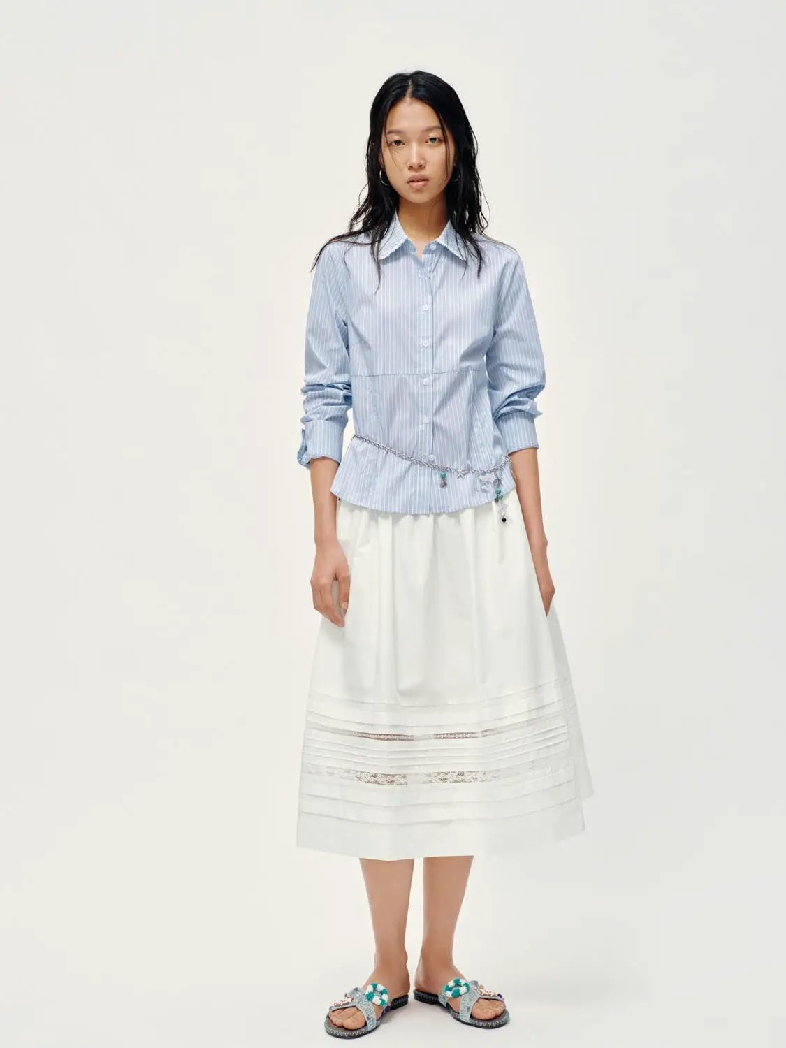 Ruffle Trim Striped Shirts by Urban Revivo Fashion