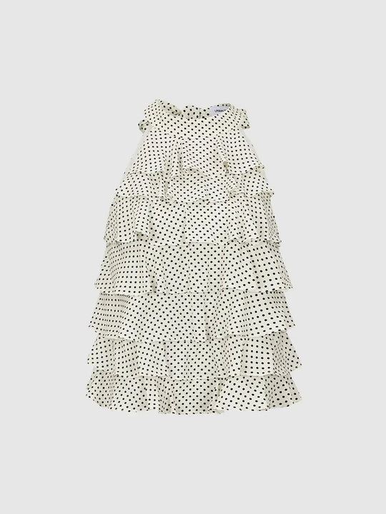 Halter Neck Tiered Ruffle Cami Tops Summer