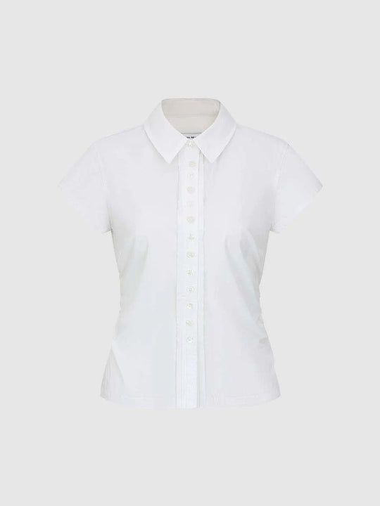 Button Down Short Sleeve White Shirt