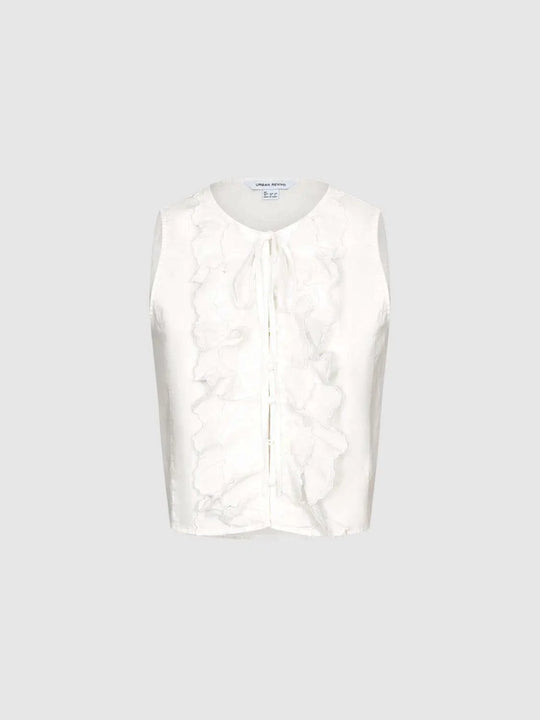 Cotton Ruffle Trim Shirt