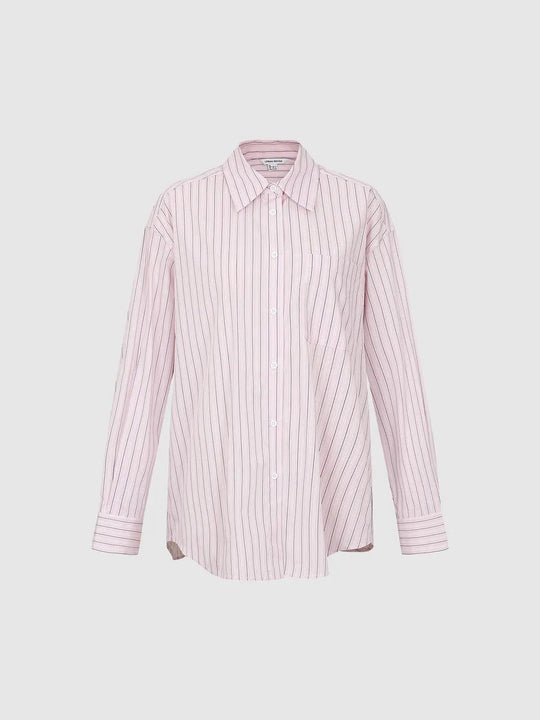 Chemise rayée à manches longues et coupe classique, en mélange de coton