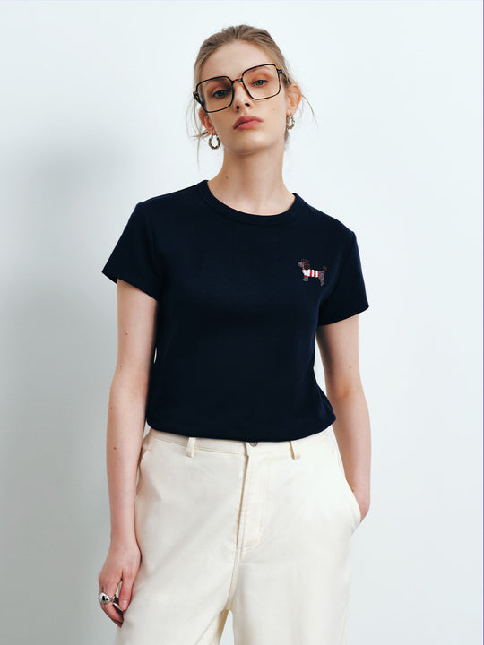 T-shirt droit à col ras du cou