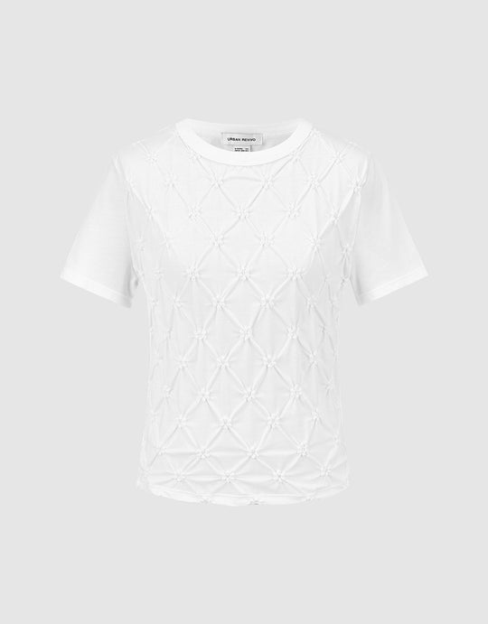 Camiseta ajustada con cuello redondo y estampado en relieve