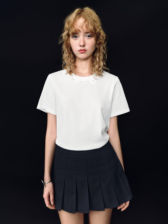 Gerade geschnittenes T-Shirt mit Rundhalsausschnitt