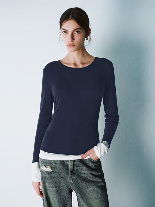 T-shirts moulants à col ras du cou