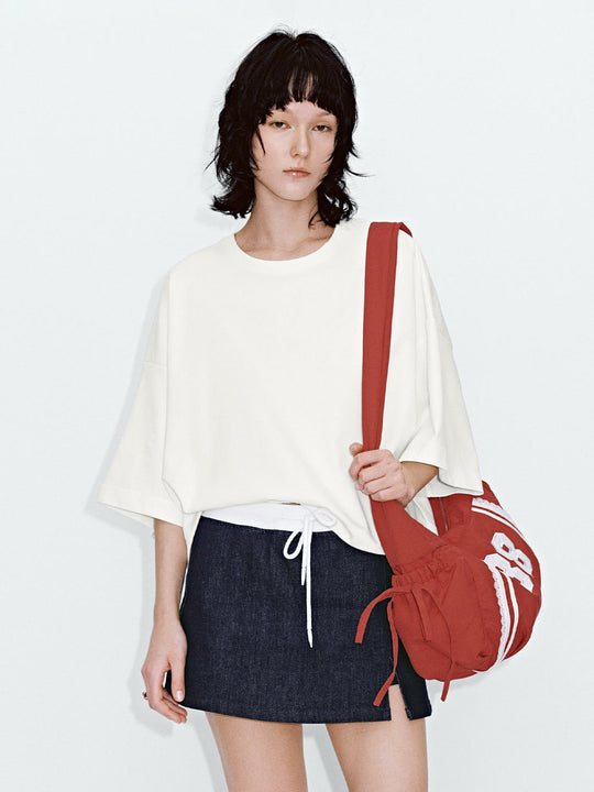 Cotton Blend Printed Drop Shoulder T Shirt