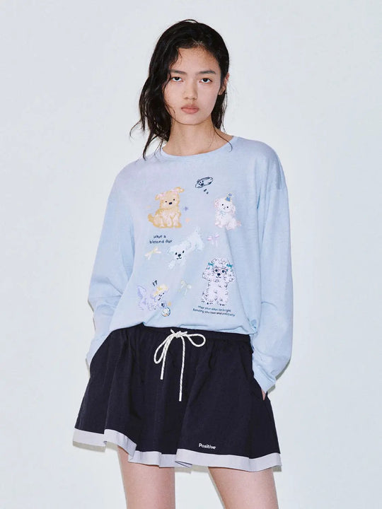 Printed Cotton Blend Long Sleeve T-Shirt