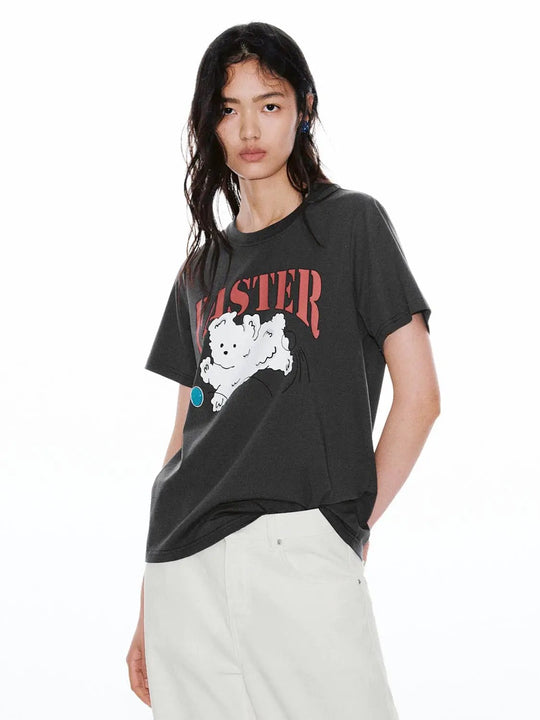 Graphic Bear Cotton Blend Crewneck Casual Streetwear T-Shirts