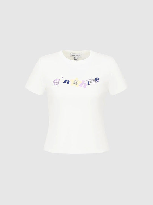 Cotton Blend Graphic Skinny Fit T Shirt