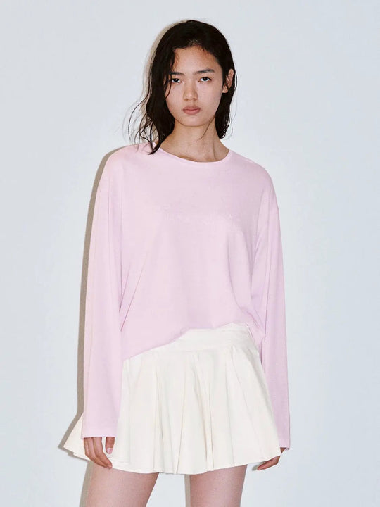 Embroidered Crew Neck Long Sleeve Tshirt