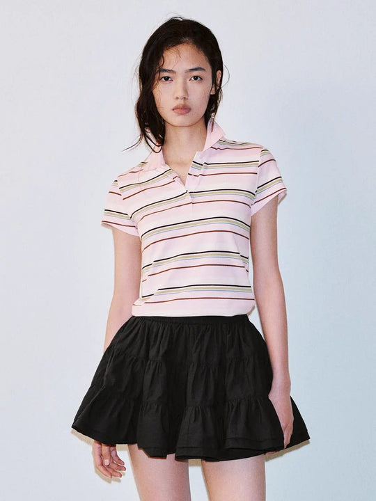 Soft Striped Cotton Polo With Subtle Stretch Shirt