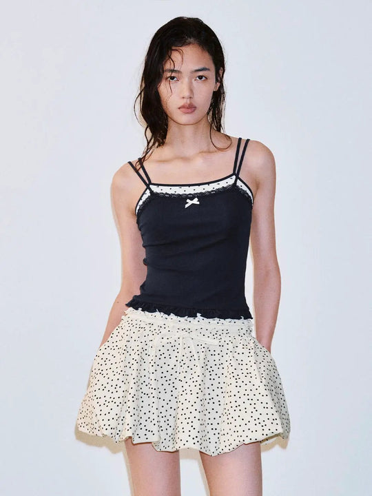 2-in-1 Rüschenbesetzte Tanktops mit Trägern