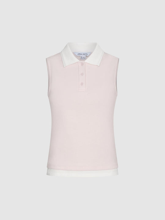 2 In 1 Contrast Sleeveless Polo Shirts