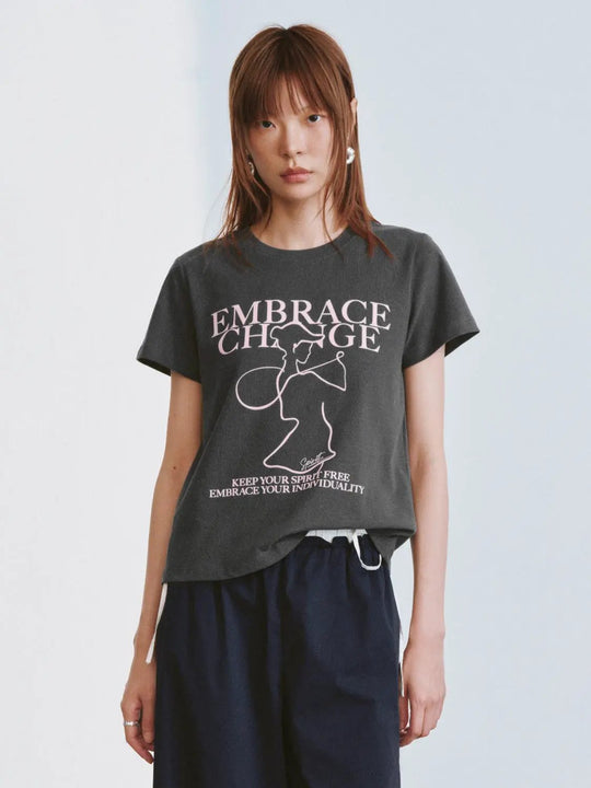 Graphic Cotton Crew Neck T-Shirts