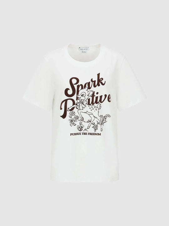 Cotton Deer Graphic Print T-Shirt