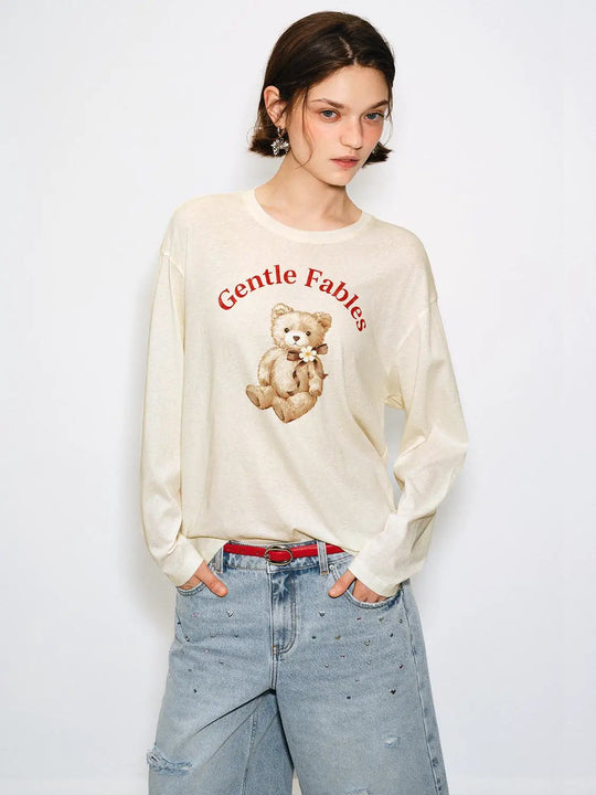 Gentle Fables Teddy Bear Graphic Cotton Blend T-shirt