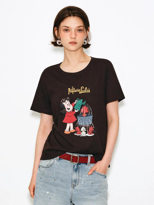 Graphic Cartoon Print Relaxed Fit Cotton T-shirt