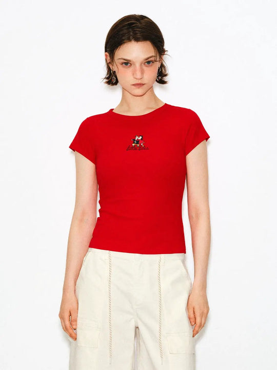 Embroidered Cotton Blend T-shirt