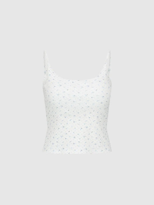 Floral Print Cotton Sleeveless Relaxed Tank Top